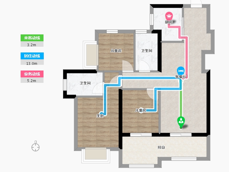 广东省-东莞市-华润置地松湖润府-75.66-户型库-动静线