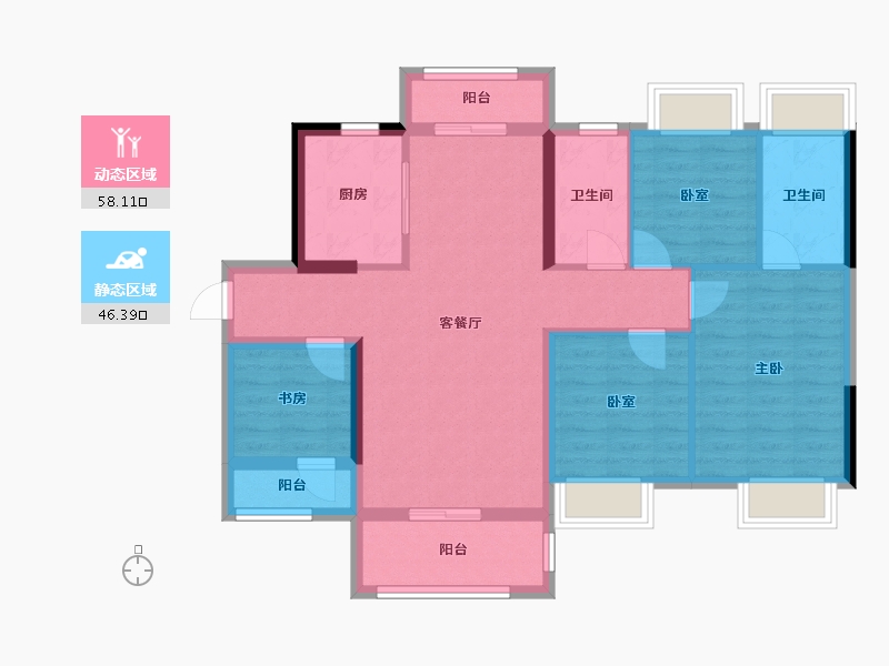 广东省-佛山市-中建壹品鄂旅投东湖学府-92.95-户型库-动静分区