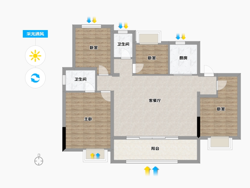 江苏省-常州市-龙控公园名著-108.05-户型库-采光通风