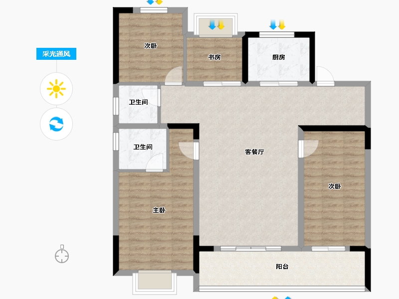 浙江省-绍兴市-诸暨天成府-111.97-户型库-采光通风