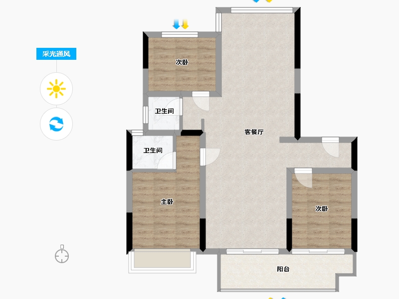 河南省-漯河市-城投玉兰府-85.60-户型库-采光通风