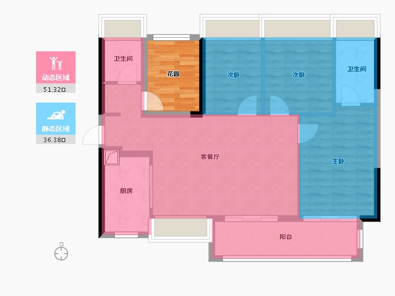 广东省-珠海市-天地源·悦唐阁-85.60-户型库-动静分区