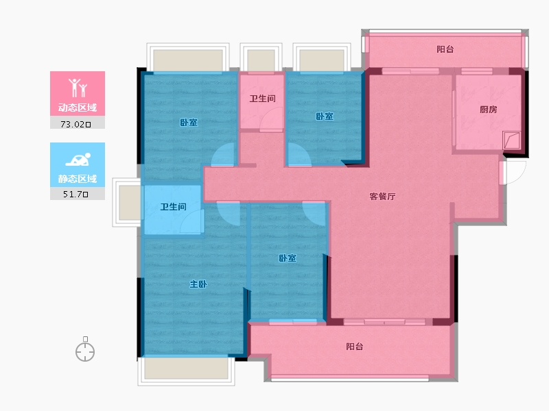 湖南省-郴州市-长信爱莲首府-112.40-户型库-动静分区