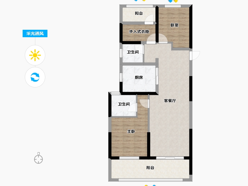 河南省-郑州市-谦祥·雲栖-86.40-户型库-采光通风