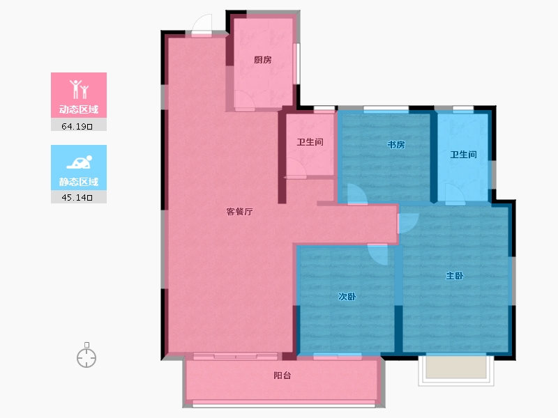 陕西省-咸阳市-华宇·金城相府-97.99-户型库-动静分区