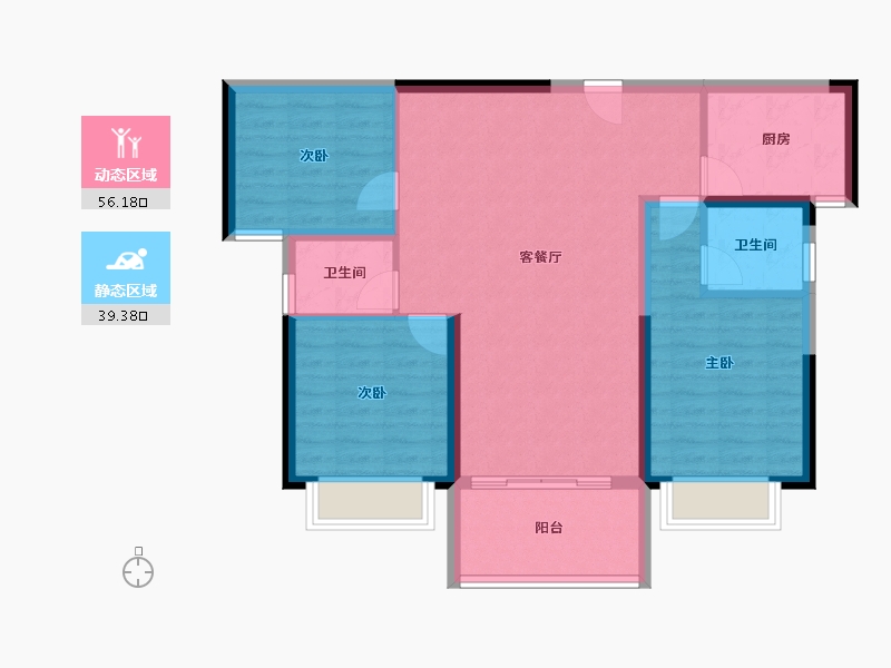 江西省-宜春市-博文天成小区-86.01-户型库-动静分区