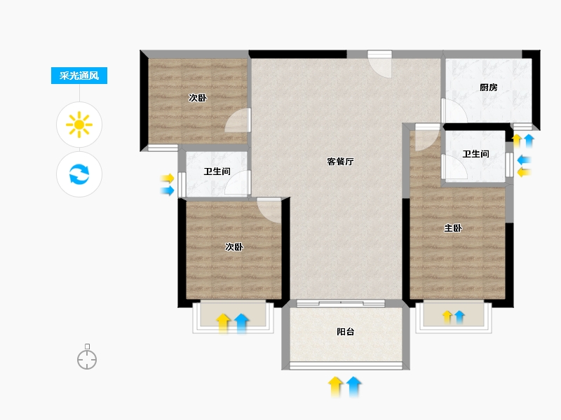 江西省-宜春市-博文天成小区-86.01-户型库-采光通风