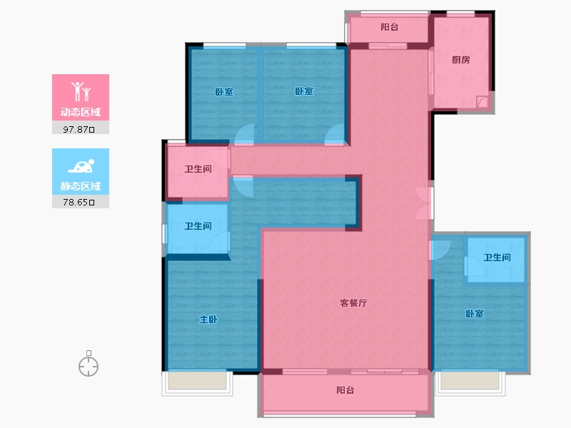 陕西省-西安市-上河雲璟-157.61-户型库-动静分区