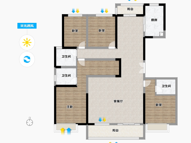 陕西省-西安市-上河雲璟-157.61-户型库-采光通风