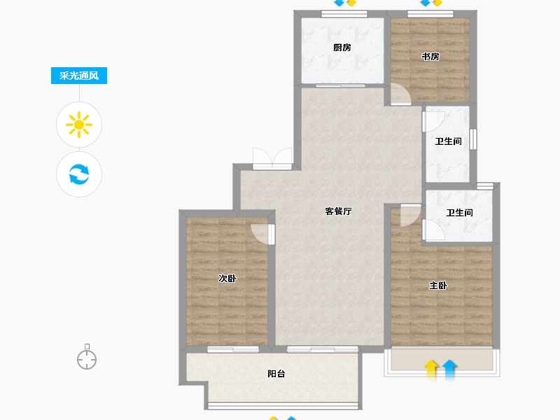 河南省-郑州市-正弘璟云筑-100.00-户型库-采光通风