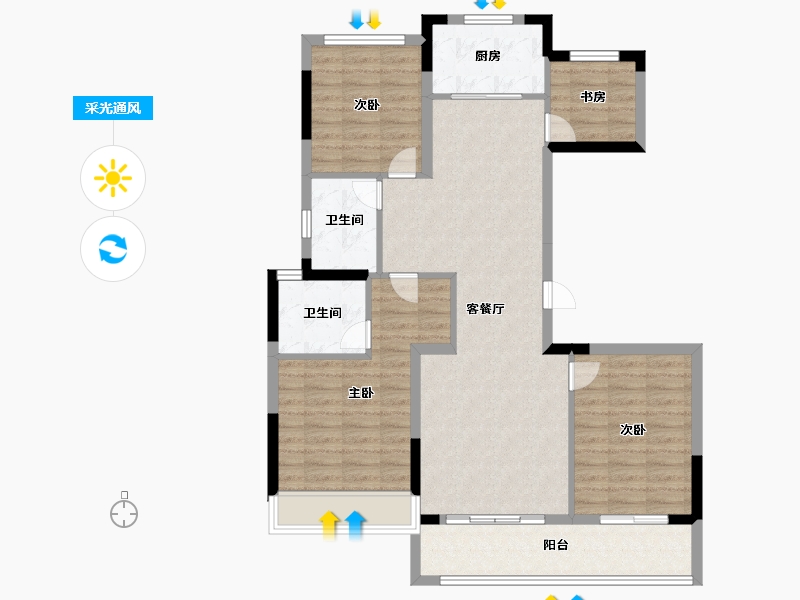 浙江省-温州市-德信天宸-101.00-户型库-采光通风