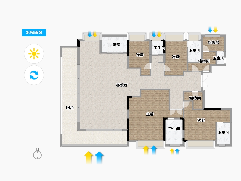 湖南省-长沙市-绿城桂满湘江-257.00-户型库-采光通风