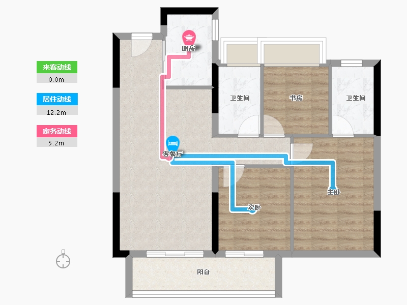 湖北省-武汉市-联投武汉城建花山印象一期-75.57-户型库-动静线