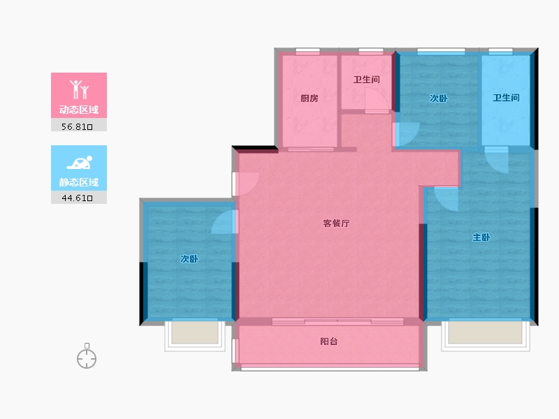 陕西省-西安市-龙记·观湖-91.91-户型库-动静分区