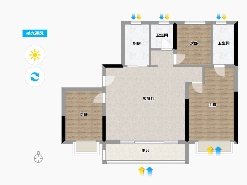 陕西省-西安市-龙记·观湖-91.91-户型库-采光通风