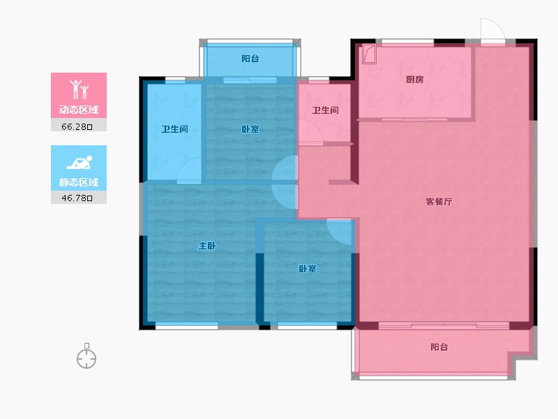 陕西省-西安市-金地·玖峯悦-102.40-户型库-动静分区