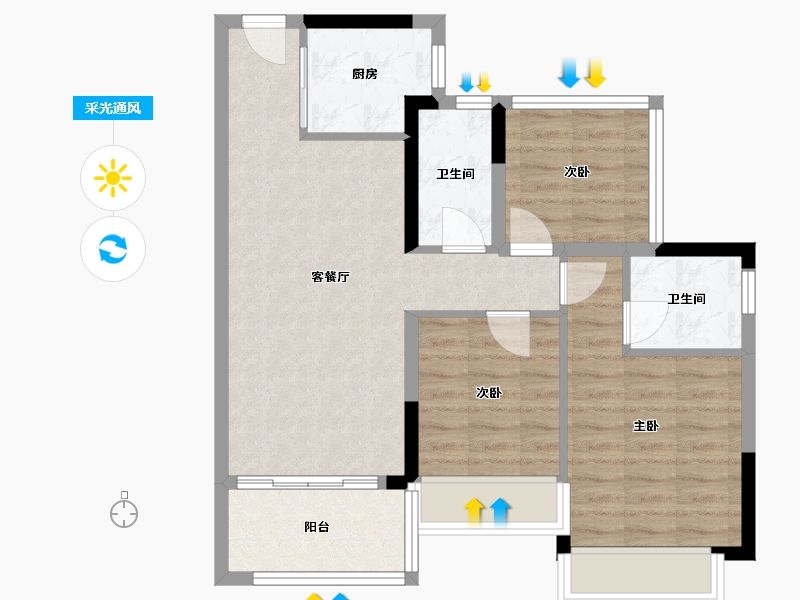 广东省-江门市-满天星-70.40-户型库-采光通风