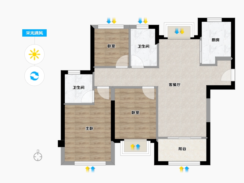 福建省-厦门市-建发书香泊月-71.20-户型库-采光通风