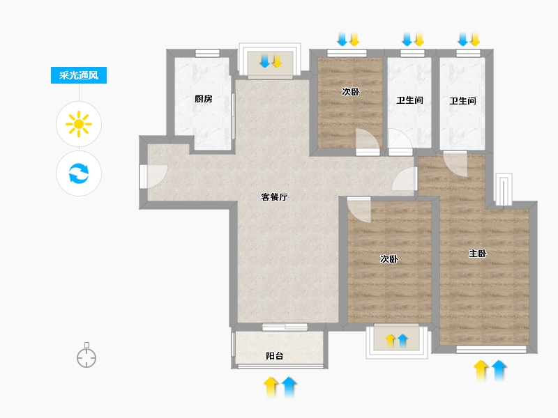 福建省-厦门市-市政国贸海屿原-73.60-户型库-采光通风