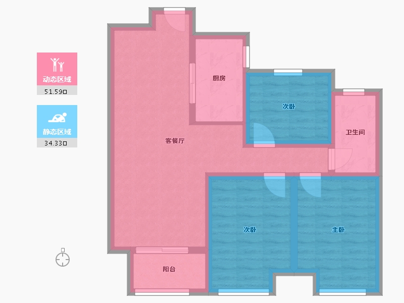 陕西省-咸阳市-东南坊新村-75.12-户型库-动静分区