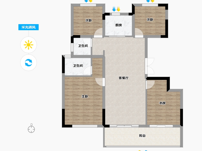 河南省-郑州市-高新·和锦莲序-102.99-户型库-采光通风