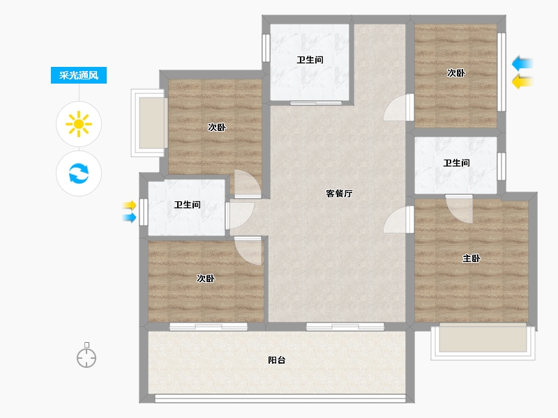 四川省-南充市-江山美墅-93.60-户型库-采光通风