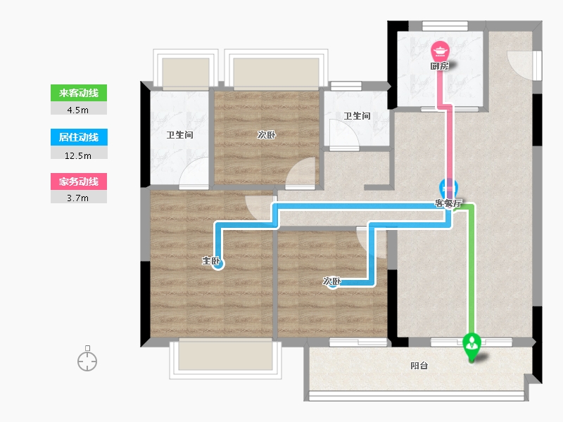 湖北省-武汉市-联投武汉城建花山印象一期-74.05-户型库-动静线