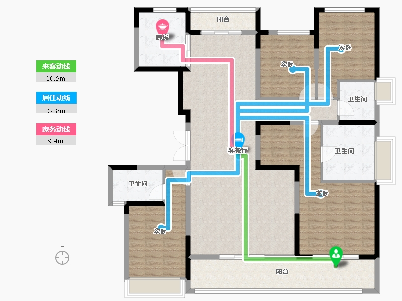 湖南省-长沙市-时代倾城六期(时代汀蓝)-157.00-户型库-动静线