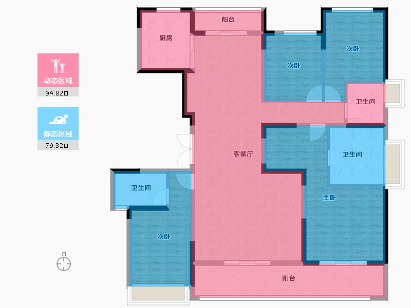 湖南省-长沙市-时代倾城六期(时代汀蓝)-157.00-户型库-动静分区