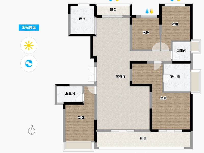 湖南省-长沙市-时代倾城六期(时代汀蓝)-157.00-户型库-采光通风