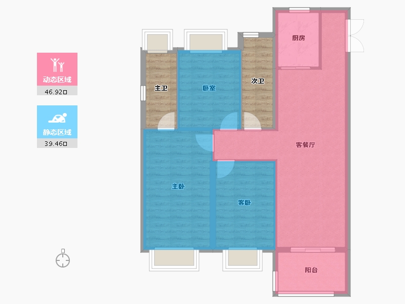 湖北省-武汉市-信达天纵第五园-89.34-户型库-动静分区