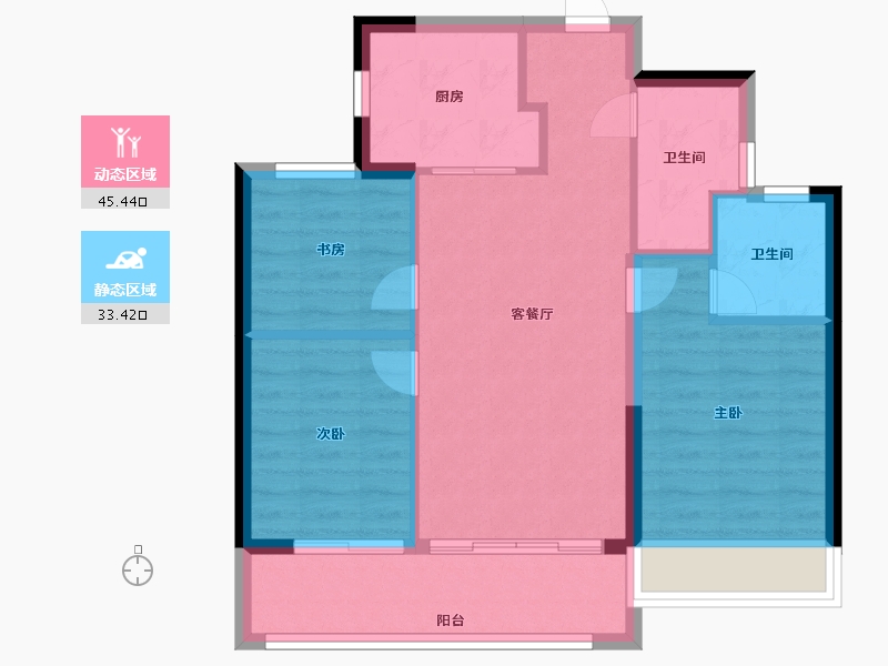 浙江省-温州市-美的君兰锦绣-71.00-户型库-动静分区