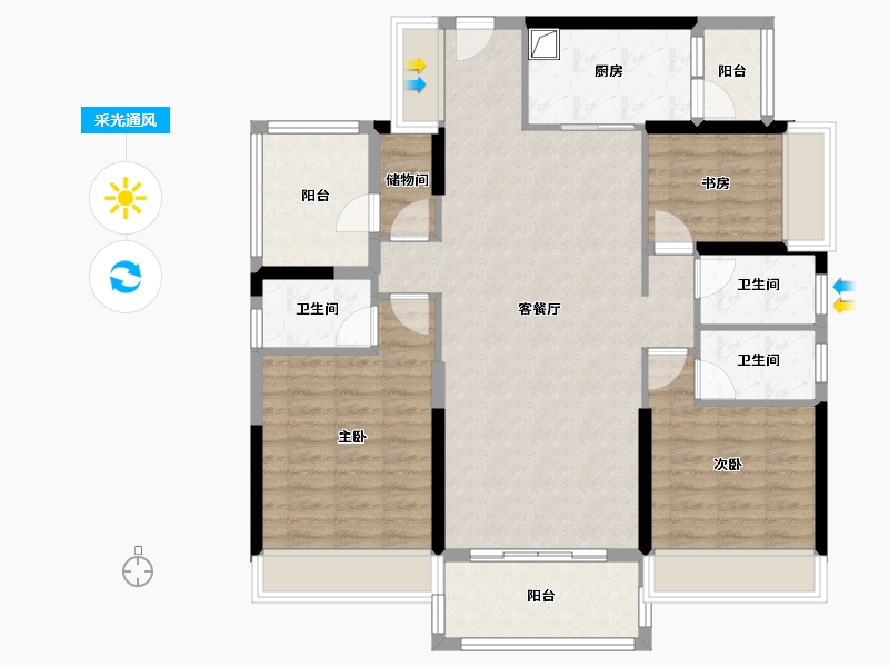 广东省-清远市-碧桂园燕湖里-112.00-户型库-采光通风