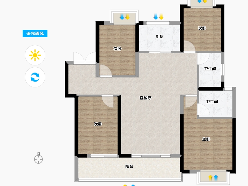 湖北省-武汉市-金融街金悦府-114.00-户型库-采光通风