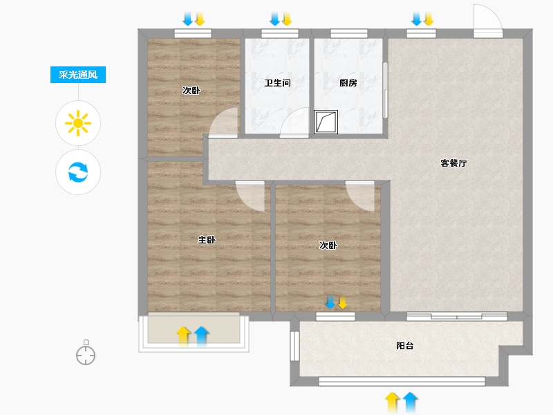 江苏省-镇江市-中海时代都会-80.00-户型库-采光通风