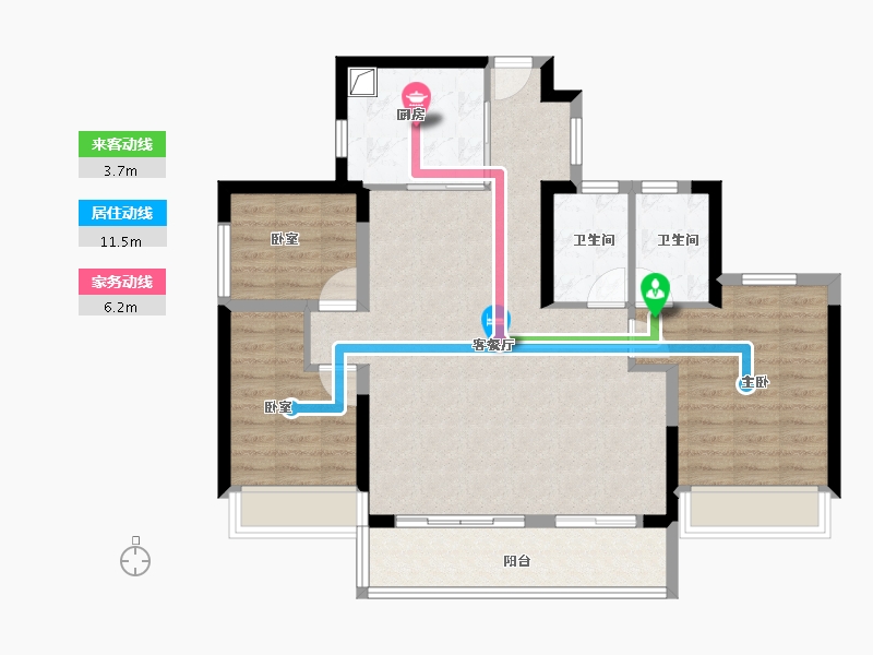 广东省-佛山市-三龙湾保利和颂-91.53-户型库-动静线