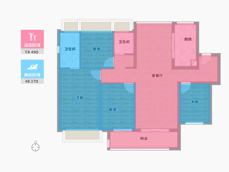 广东省-佛山市-万科璞悦山-95.39-户型库-动静分区