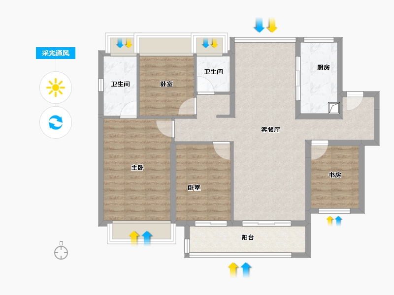 广东省-佛山市-万科璞悦山-95.39-户型库-采光通风