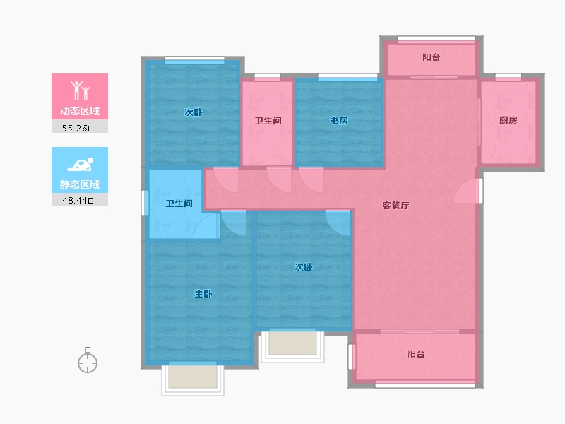 湖南省-长沙市-大汉汉府-113.00-户型库-动静分区