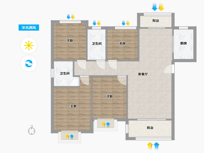 湖南省-长沙市-大汉汉府-113.00-户型库-采光通风