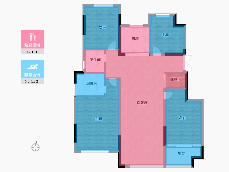 湖北省-襄阳市-长虹上院-91.99-户型库-动静分区