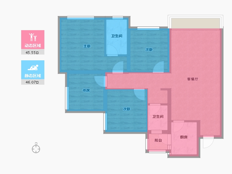 四川省-乐山市-瑞云里-86.40-户型库-动静分区