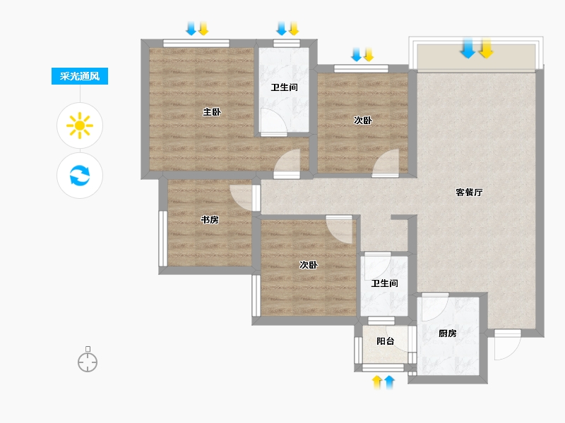 四川省-乐山市-瑞云里-86.40-户型库-采光通风