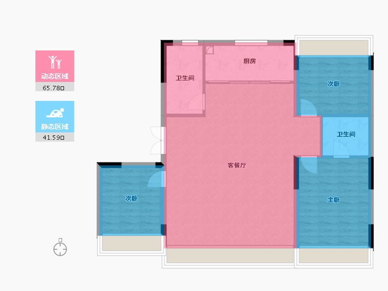 辽宁省-辽阳市-泛美华庭-108.80-户型库-动静分区