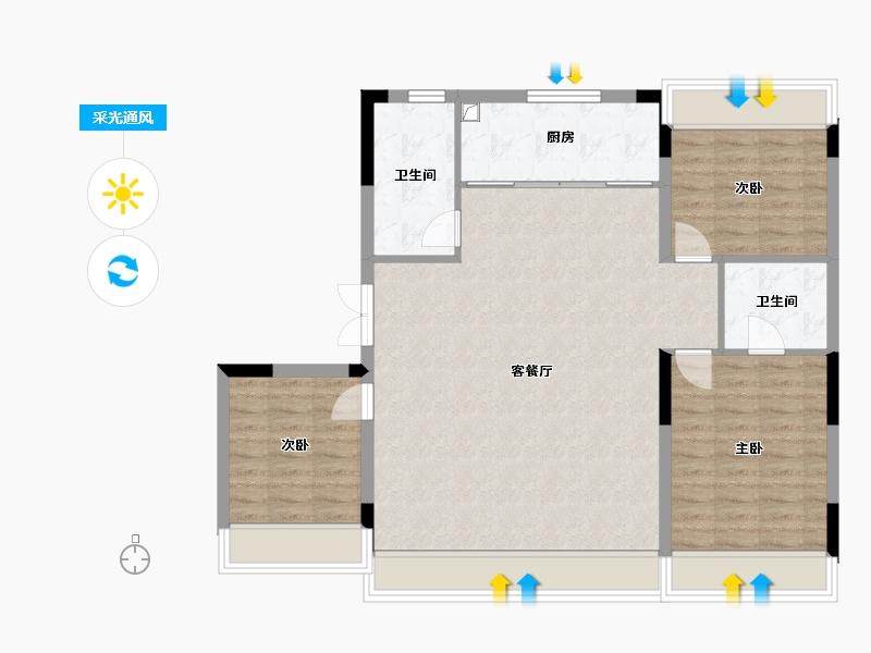 辽宁省-辽阳市-泛美华庭-108.80-户型库-采光通风