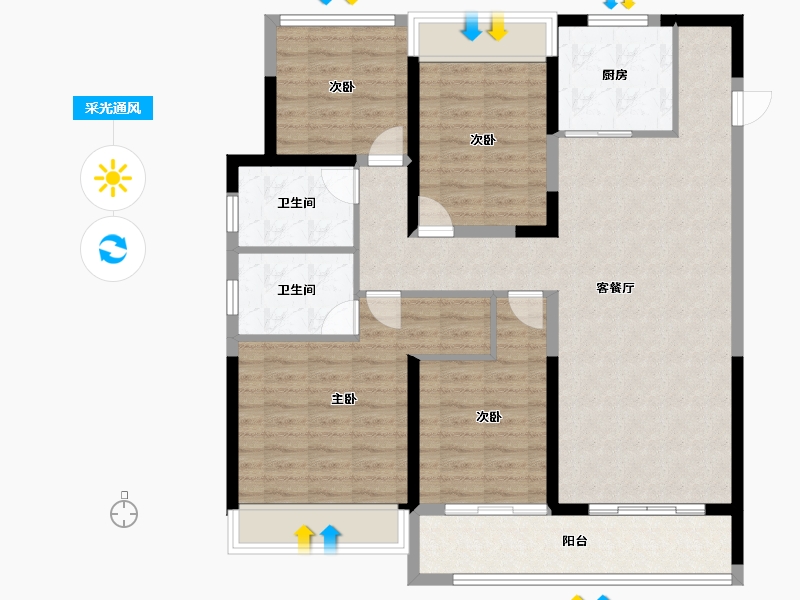 江苏省-苏州市-荷岸晓风·上林-112.00-户型库-采光通风