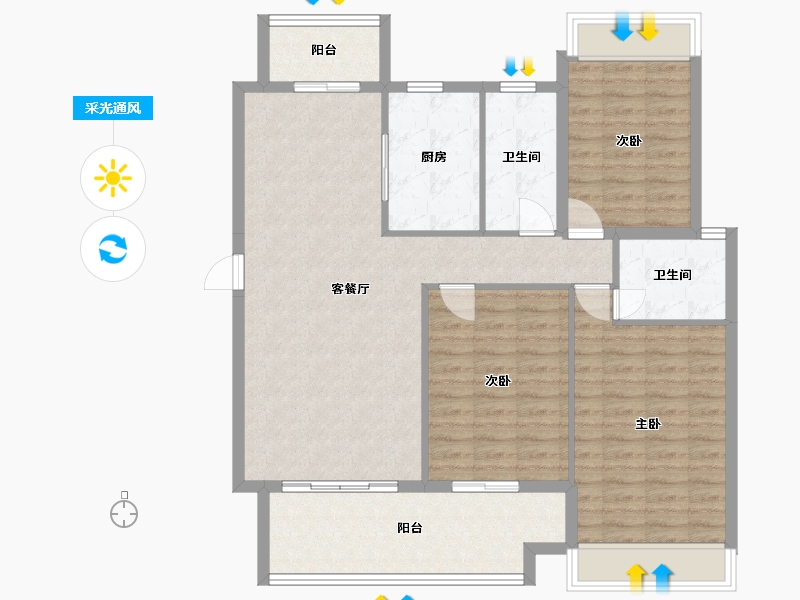 湖北省-黄冈市-和谐华府-113.00-户型库-采光通风