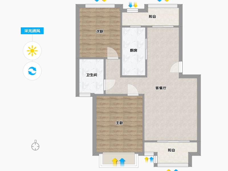 上海-上海市-绿地新干线-67.20-户型库-采光通风