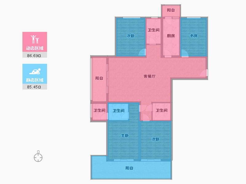 陕西省-咸阳市-祥力阳光时代-135.88-户型库-动静分区