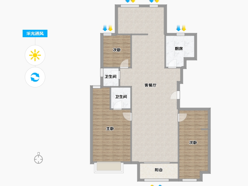 河南省-郑州市-华启金悦府-120.00-户型库-采光通风